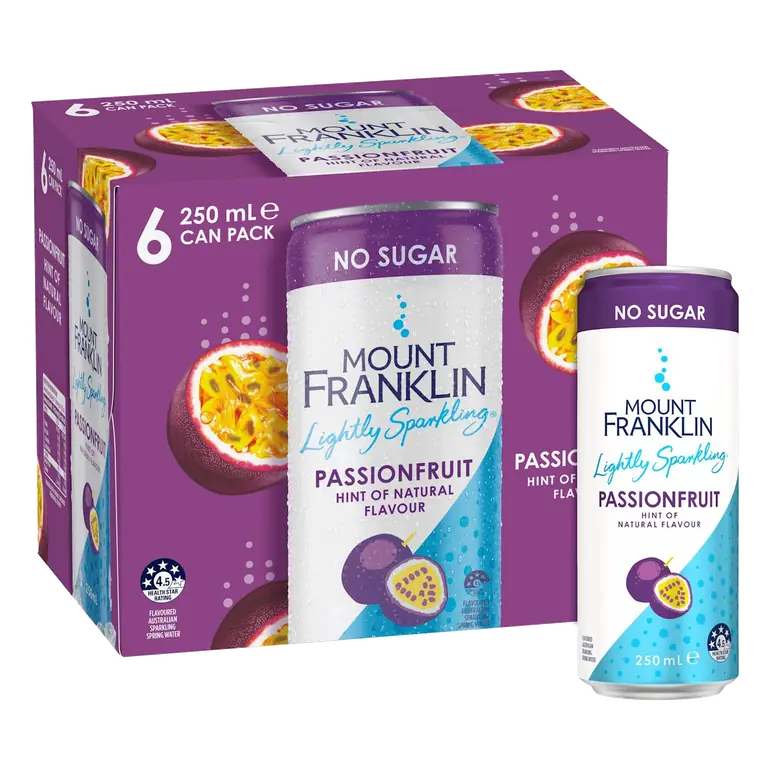 Mount Franklin Lightly Sparkling Water Passionfruit Multipack Mini Cans