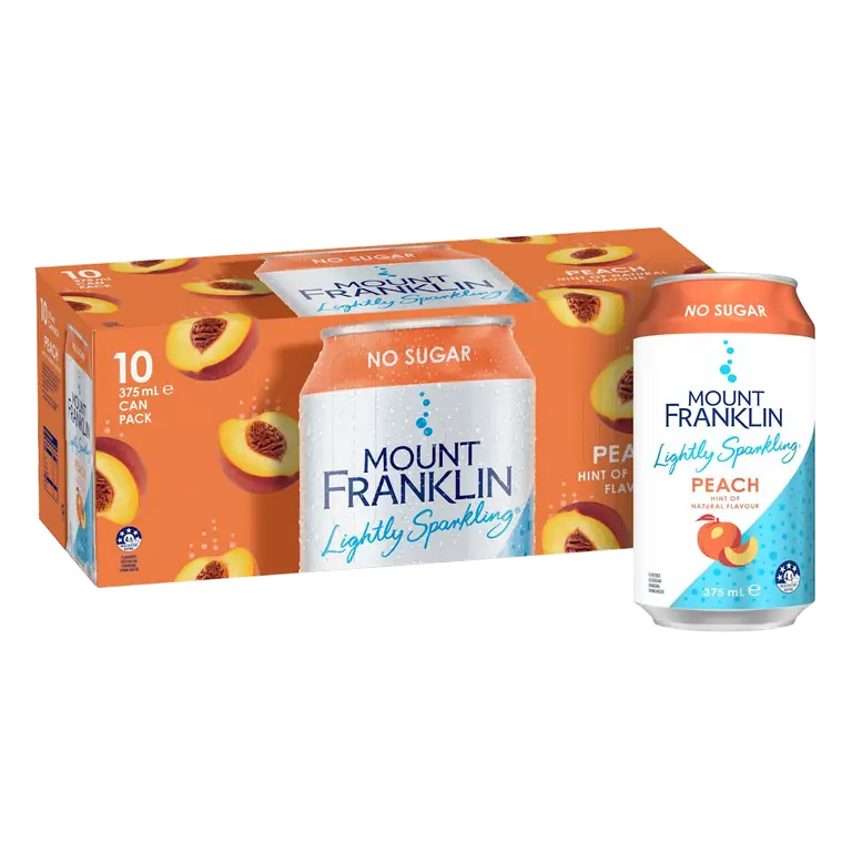Mount Franklin Lightly Sparkling Water Peach Multipack Cans