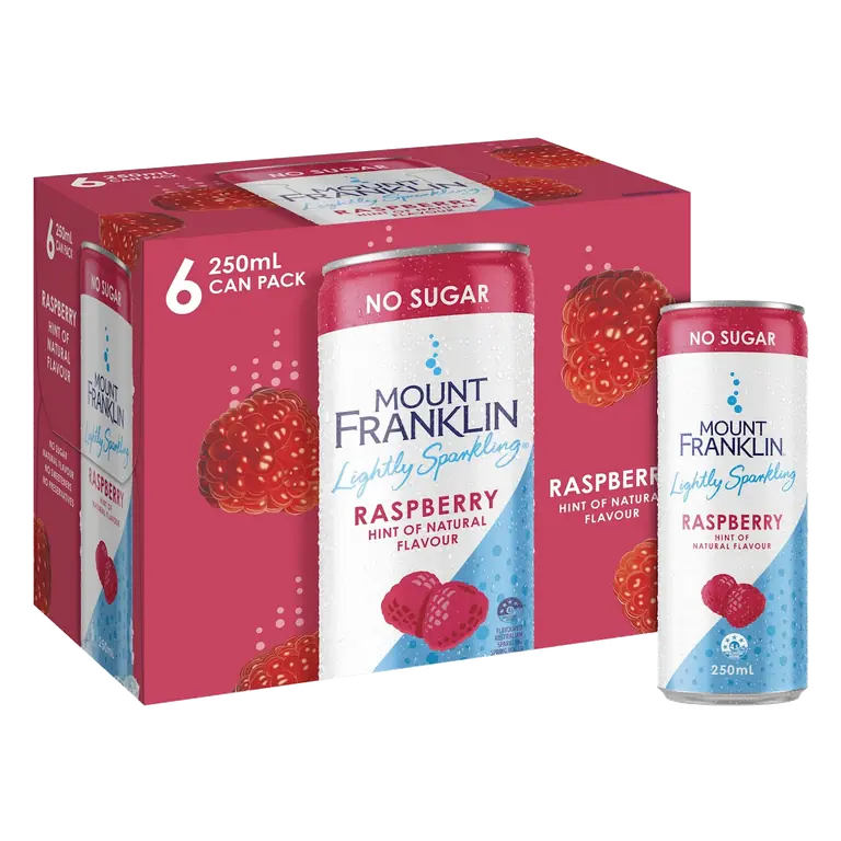 Mount Franklin Lightly Sparkling Water Raspberry Multipack Mini Cans