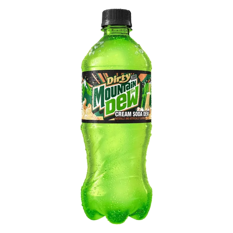 Mountain Dew Dirty Dew Zero Sugar Cream Soda, 20 fl oz Bottle