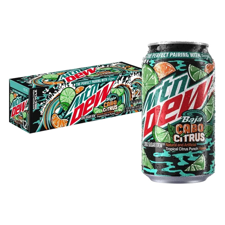 Mountain Dew Zero Sugar Baja Cabo Citrus Soda, 12pk/12 fl oz Cans