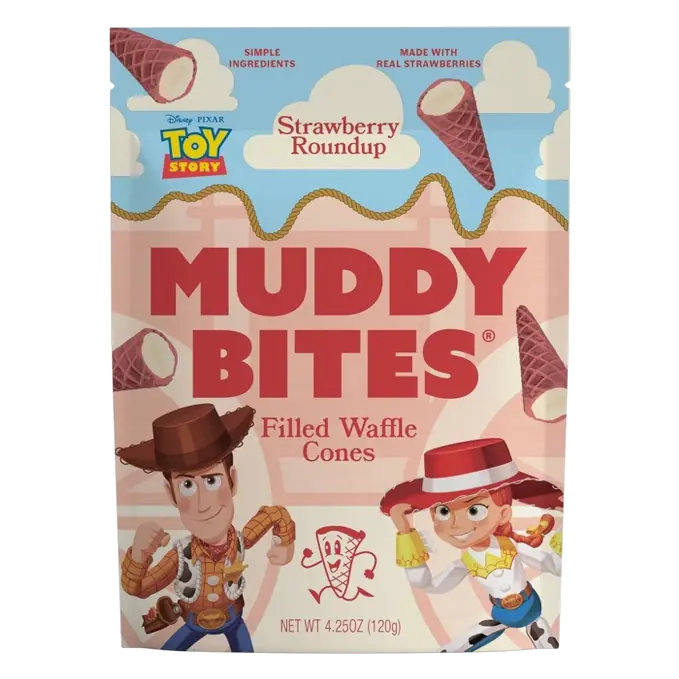 MUDDY BITES Toy Story Strawberry Shortcake Waffle Cone Snacks, 4.25oz