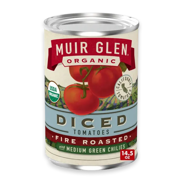 Diced Fire Roasted with Medium Green Chilies Canned Tomatoes
