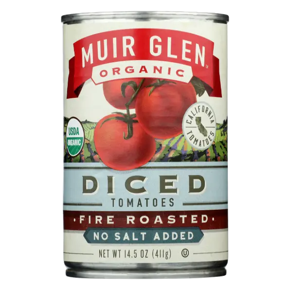 Organic Fire Roasted Diced Canned Tomatoes with No Added Salt