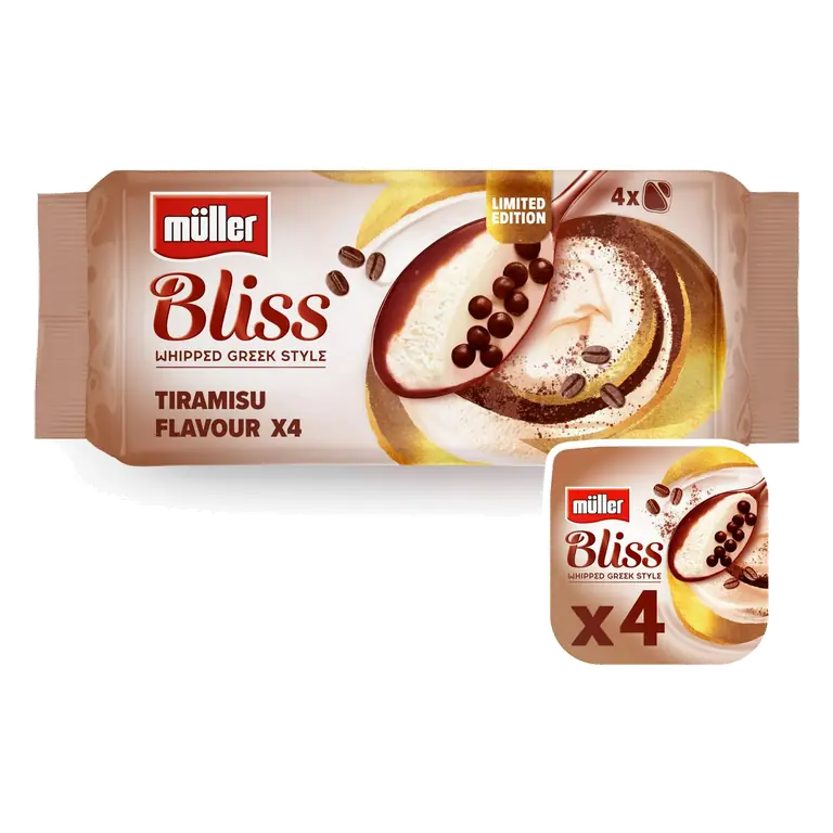 Bliss Limited Edition Tiramisu Flavour Whipped Greek Style 400g (4 x 100g)