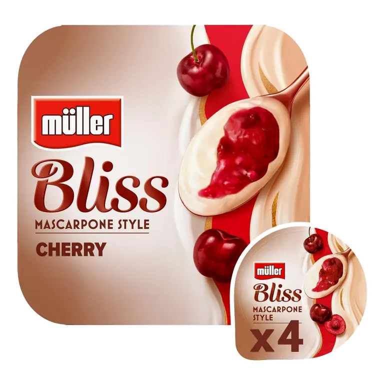 Bliss Mascarpone Cherry Yogurt 4x110g
