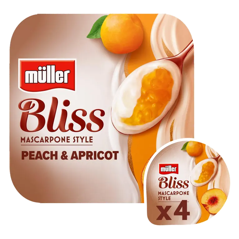 Müller Bliss Mascarpone Style Peach & Apricot 4 x 110g (440g)