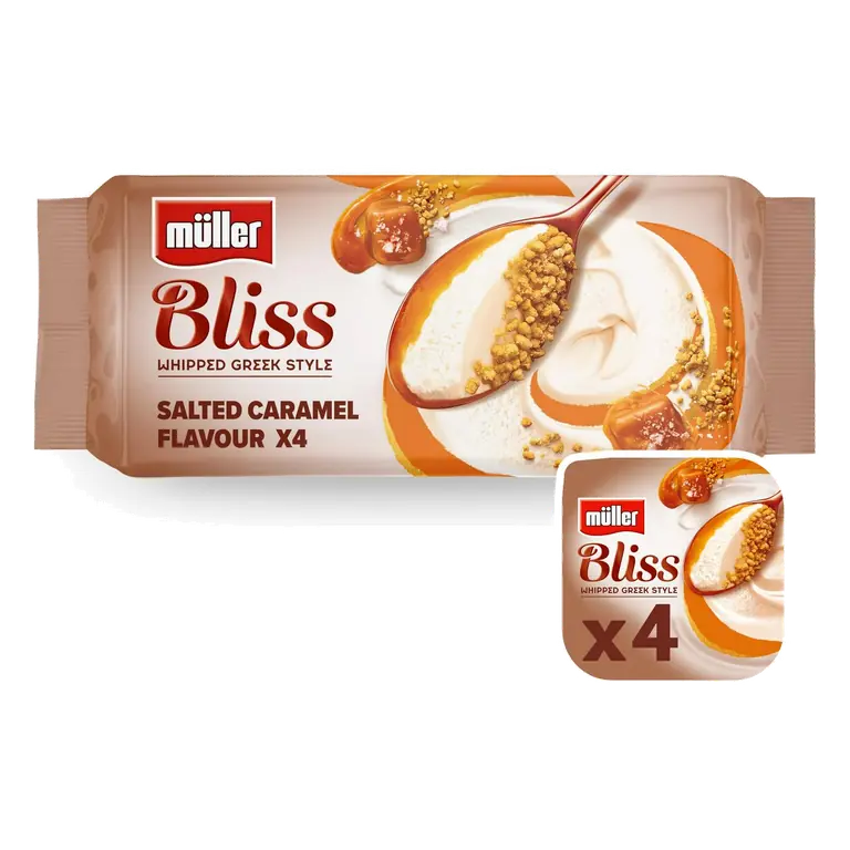 Corner Bliss Cheesecake Inspired Whipped Greek Style Salted Caramel Yogurt 4x100g