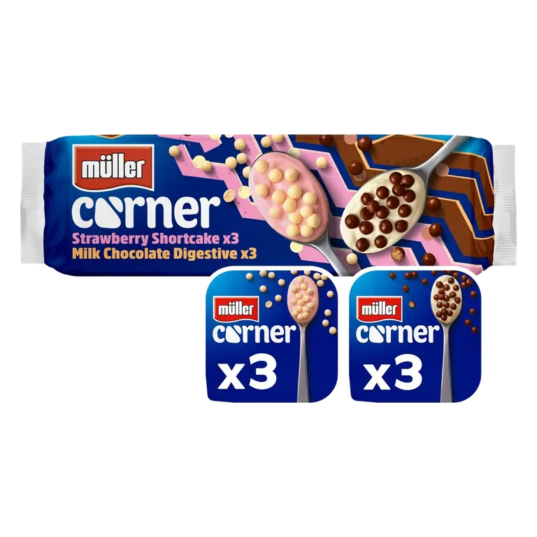 Corner Chocolate Digestive and Strawberry Shortcake Yogurts 6 x 124g