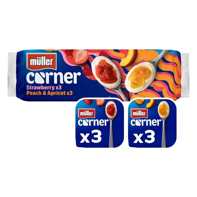 Corner Strawberry and Peach & Apricot Yogurts 6 x 136g