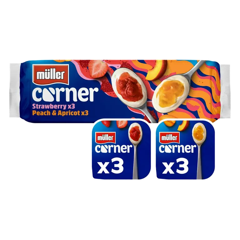 Corner Strawberry & Peach & Apricot Yogurts 6x136g
