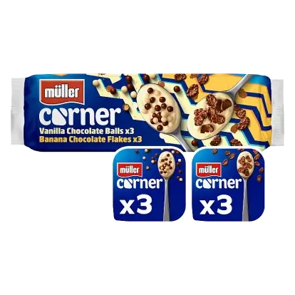Corner Vanilla Chocolate Balls & Banana Chocolate Flakes Yogurts