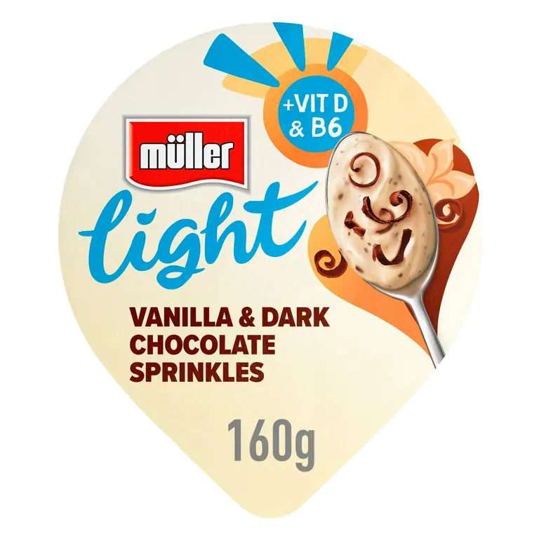 Light Fat Free Vanilla Yogurt with Chocolate Sprinkles 160g