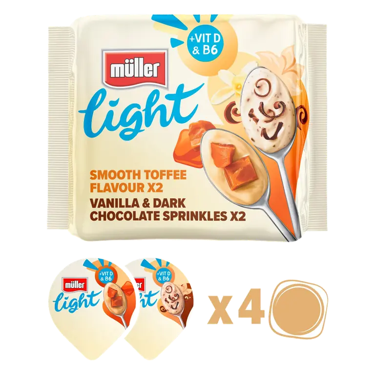 Müller Light Fat Free Yogurts with Chocolate Sprinkles 4 x 160g (640g)