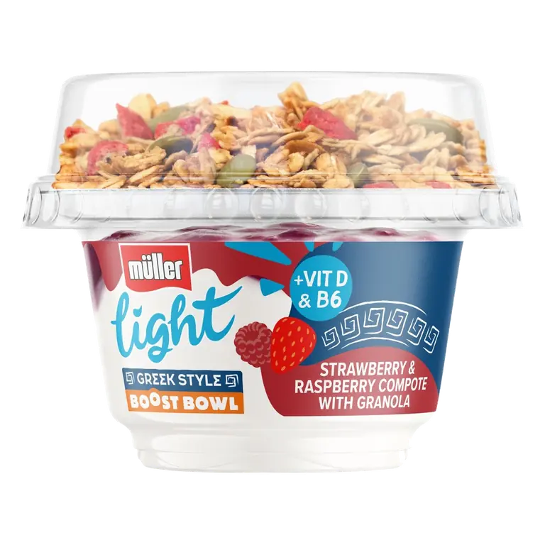 Light Greek Style Strawberry & Raspberry Yogurt with Granola 170g