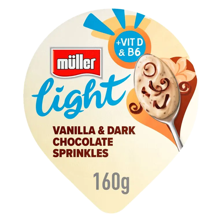 Light Vanilla with Dark Chocolate Sprinkles Fat Free Yogurt 160g
