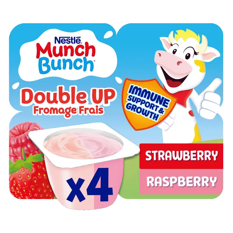Munch Bunch Double Up Fromage Frais Strawberry Raspberry 4 x 85g (340g)