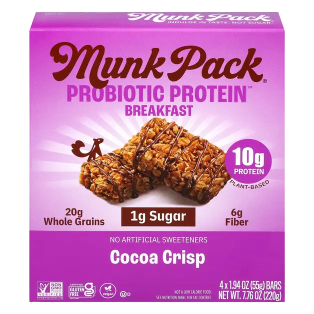 Cocoa Crisp Probiotic Protein Breakfast Bars - 4 ct