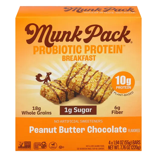 Peanut Butter Chocolate Probiotic Protein Breakfast Bars - 4 ct