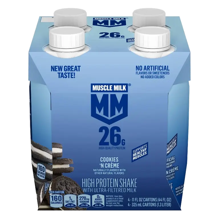 Muscle Milk Cookies N Creme Protein Shakes, 4pk/11 fl oz