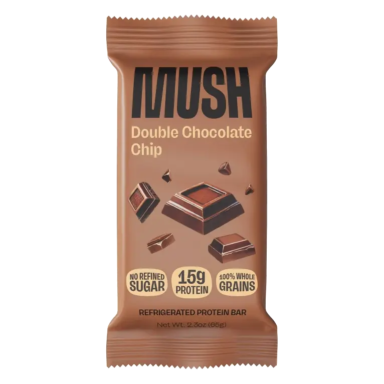 MUSH Double Chocolate Chip Protein Bar, 2.5oz: Creamy, 15g Protein