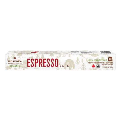 Muskoka Roastery Organic Coffee Pods Espresso Dark 10 Capsules 52 g