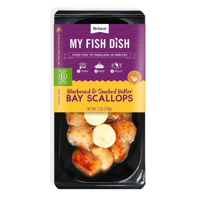 Bristol Seafood My Fish Dish Blackened & Smoked Butter Bay Scallops, 7oz: Farm Raised