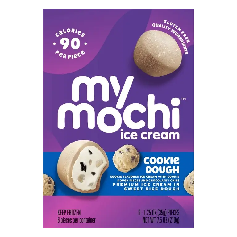 Cookie Dough Cookie Flavored Ice Cream with Cookie Dough Pieces and Chocolatey Chips Premium Ice Cream in Sweet Rice Dough