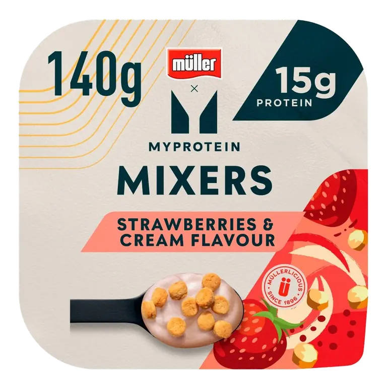 Muller MyProtein Mixers Strawberry Cream Yogurt and Vanilla Biscuits 140G