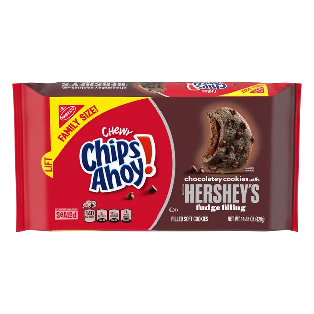CHIPS AHOY! Chewy Chocolatey Hershey's Fudge Filled Soft Chocolate Chip Cookies
