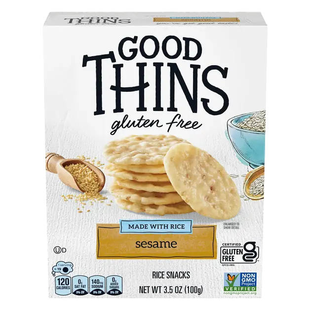 Good Thins Good Thins Sesame Rice Snacks Gluten Free Crackers, Snack Crackers