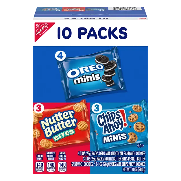 Mini Cookie Variety Pack (Chips Ahoy!/Nutter Butter/OREO) - 10 ct