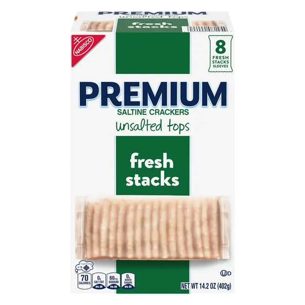 Fresh Stacks Unsalted Tops Saltine Crackers - 8 ct