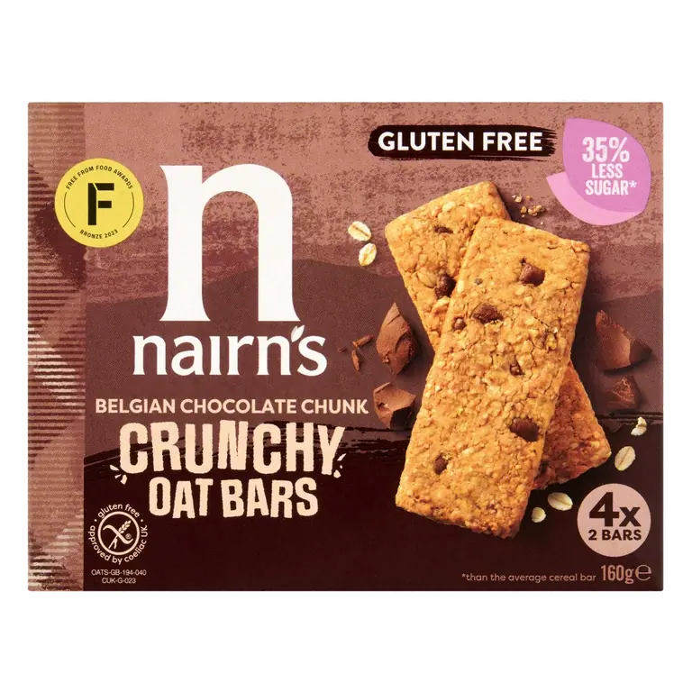 Belgian Chocolate Chunk Crunchy Oat Bars x8 160g