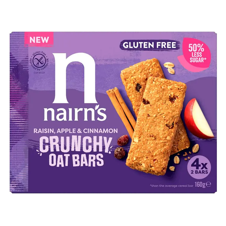 Raisin Apple & Cinnamon Crunchy Oat Bars x8 160g