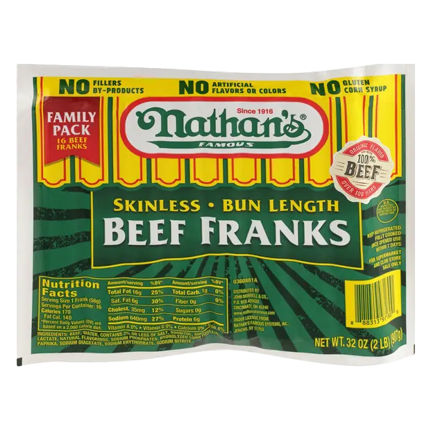 Bun Length Skinless Beef Franks Family Size - 14 ct