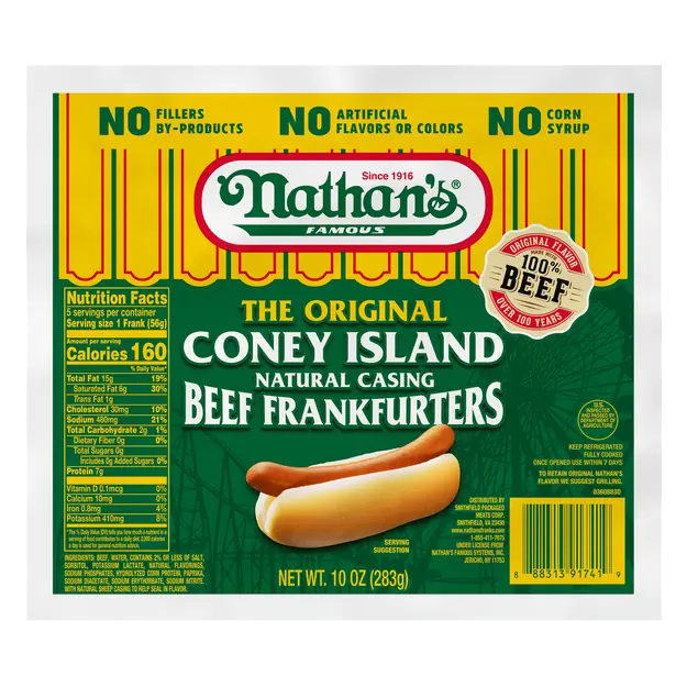 The Original Coney Island Beef Frankfurters - 5 ct