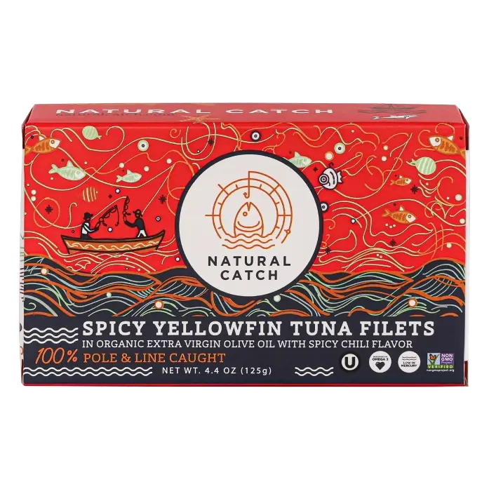 Natural Catch Spicy Chili Flavor Yellowfin Tuna Filets In Organic Extra Virgin Olive Oil, 4.4 oz