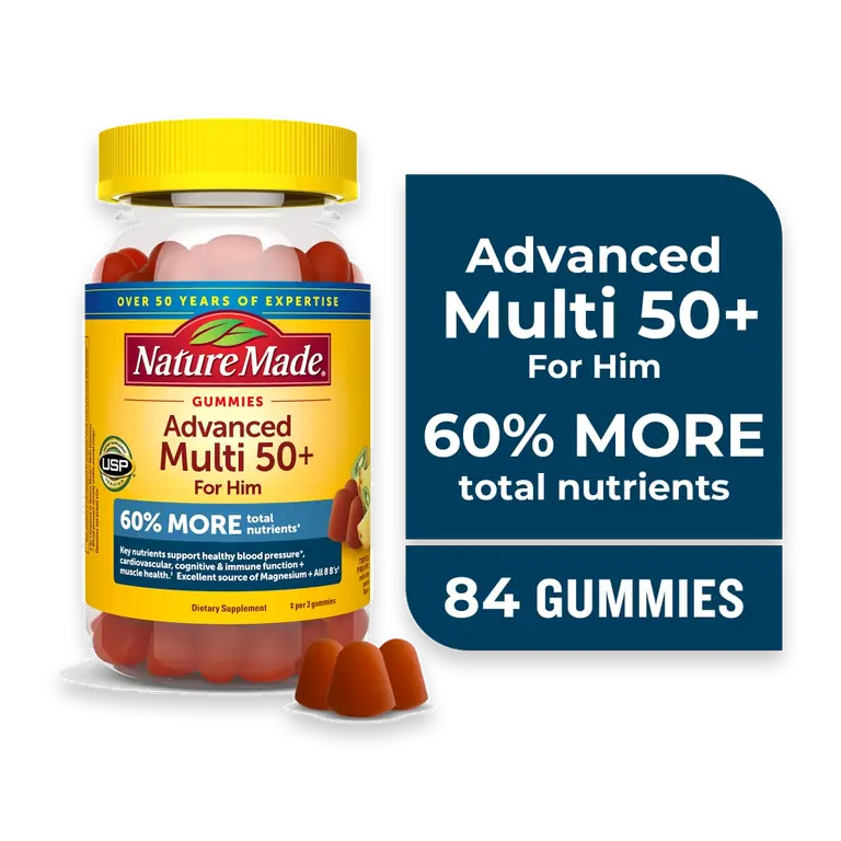 Advanced Multivitamin Gummies 50+ for Him Tropical Pineapple Flavored
