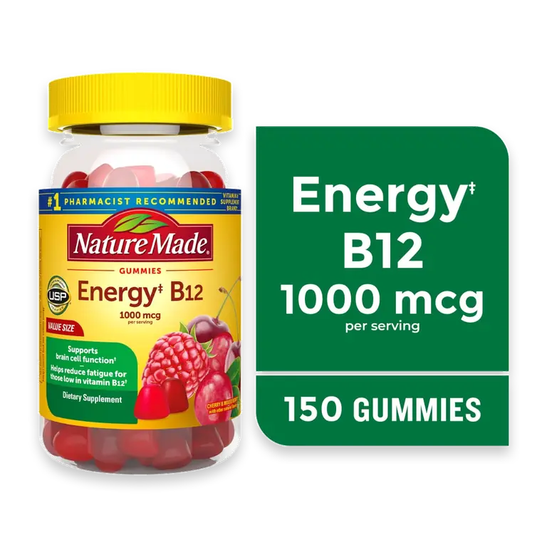 Energy B12 Cherry & Mixed Berry Adult Gummies 1000mcg