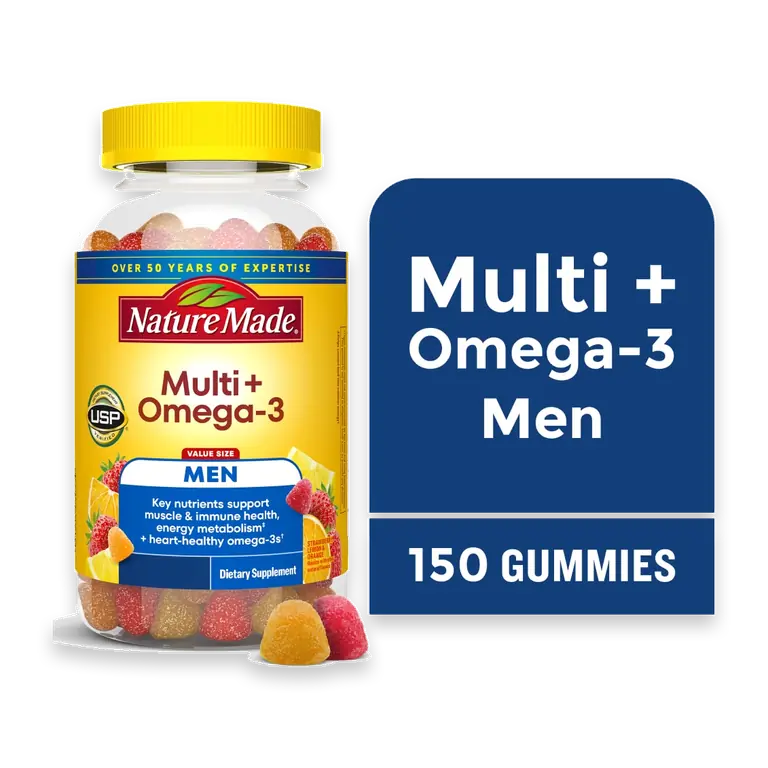 Men's Multivitamin + Omega-3 Gummies Strawberry, Lemon & Orange Flavored