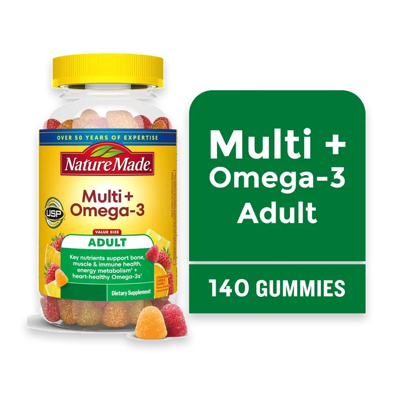 Multivitamin + Omega 3 Gummies Strawberry, Lemon & Orange Flavored