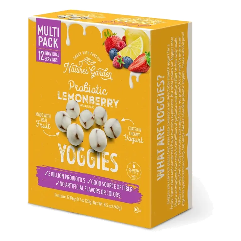 Nature's Garden Snacks Probiotic Yoggies Fruit Snacks Lemonberry, 8.5oz/12ct