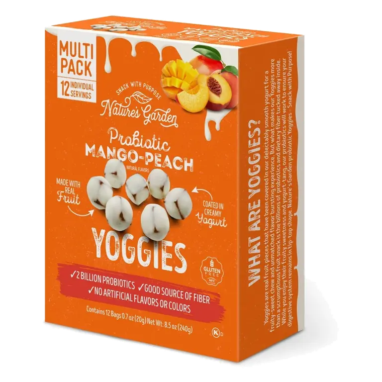 Nature's Garden Snacks Probiotic Yoggies Fruit Snacks Mango Peach, 8.5oz/12ct