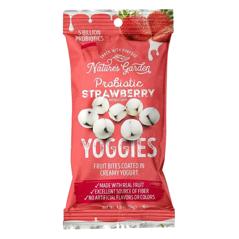 Nature's Garden Snacks Probiotic Yoggies Strawberry Fruit Snacks Bag, 1.8oz
