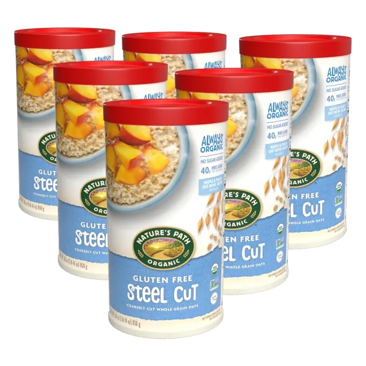 Nature's Path Organic Gluten Free Steel Cut Oatmeal, 6ct / 30oz: Vegan, Sugar Free