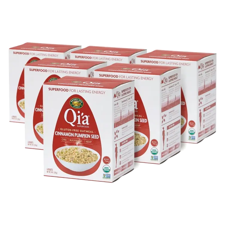 Nature's Path Qi'a Organic Cinnamon Pumpkin Seed Oatmeal 6pk/48oz: Vegan, Low Sodium
