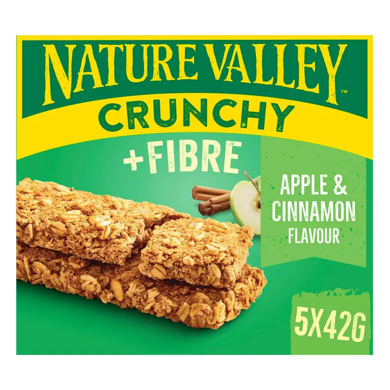 5 x 42g Crunchy + Fibre Apple & Cinnamon Flavour Bars