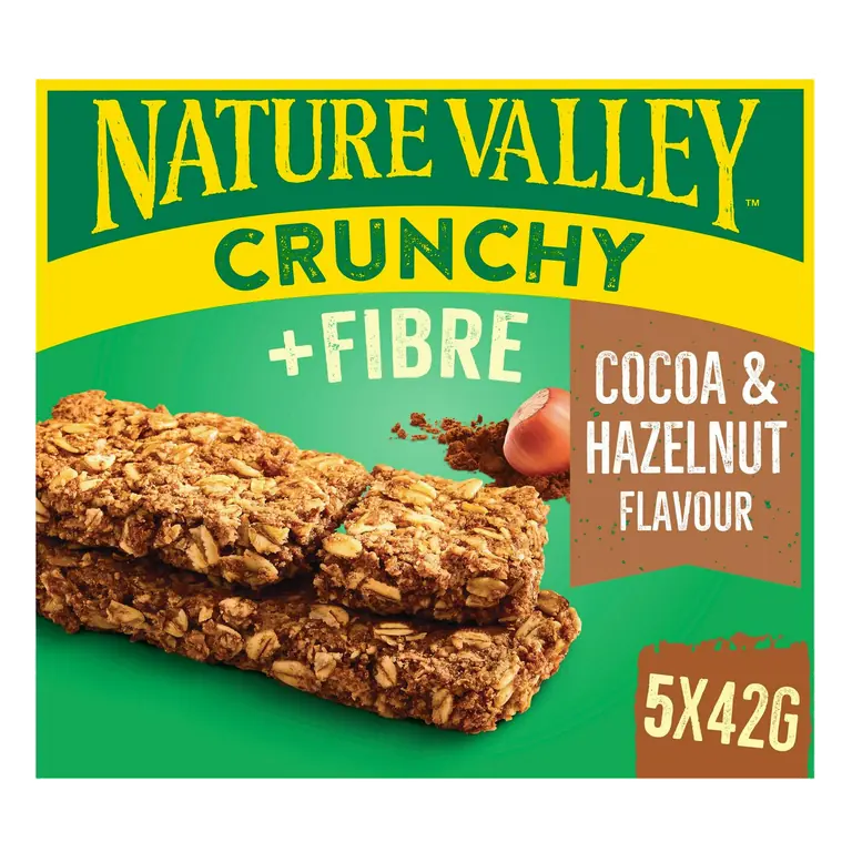 5 x 42g Crunchy + Fibre Cocoa & Hazelnut Flavour Bars