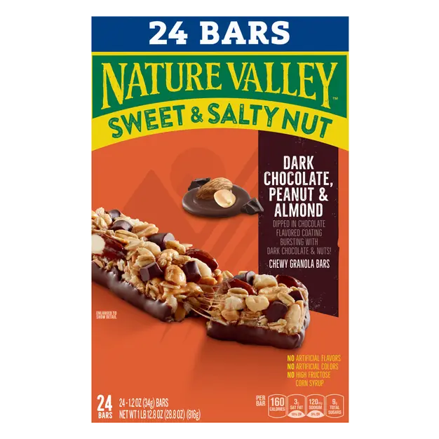 Chewy Dark Chocolate Peanut & Almond Granola Bars - 24 ct